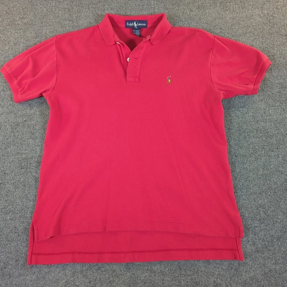 Ralph Lauren Mens Short Sleeve Pique‎ Cotton Polo Shirt Red Medium Pony 2570